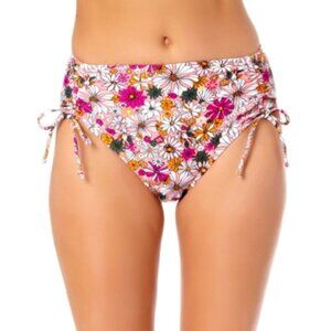 California Waves Juniors Medium Floral High Waisted Side Tie Bikini Bottoms 1587